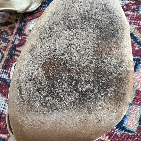 PRADA Champagne Gold T-Strap Satin Sandals SZ 38 - Picture 6 of 7